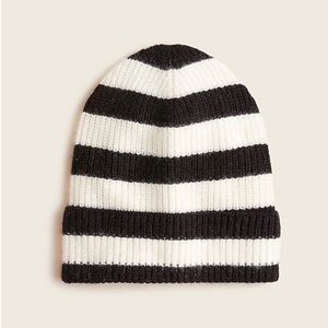 J.Crew Wool-cashmere blend beanie in Black Antique stripe